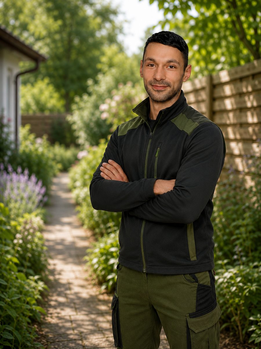 Richard Grimm bei der Gartenpflege in Erfurt für Gartenbike